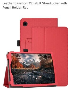 TCL Red Folio Stand Case with Pencil Loop